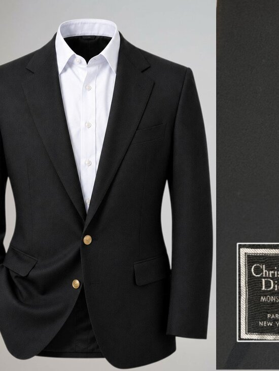 Christian Dior Monsieur Other - Vtg Christian Dior Monsieur 44R Black Gold Tone Buttons Designer Blazer